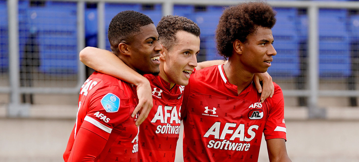 Myron Boadu, Oussama Idrissi y Calvin Stengs en el AZ Alkmaar 2019/2020.